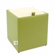 Taburet Box imitatie piele - verde/crem